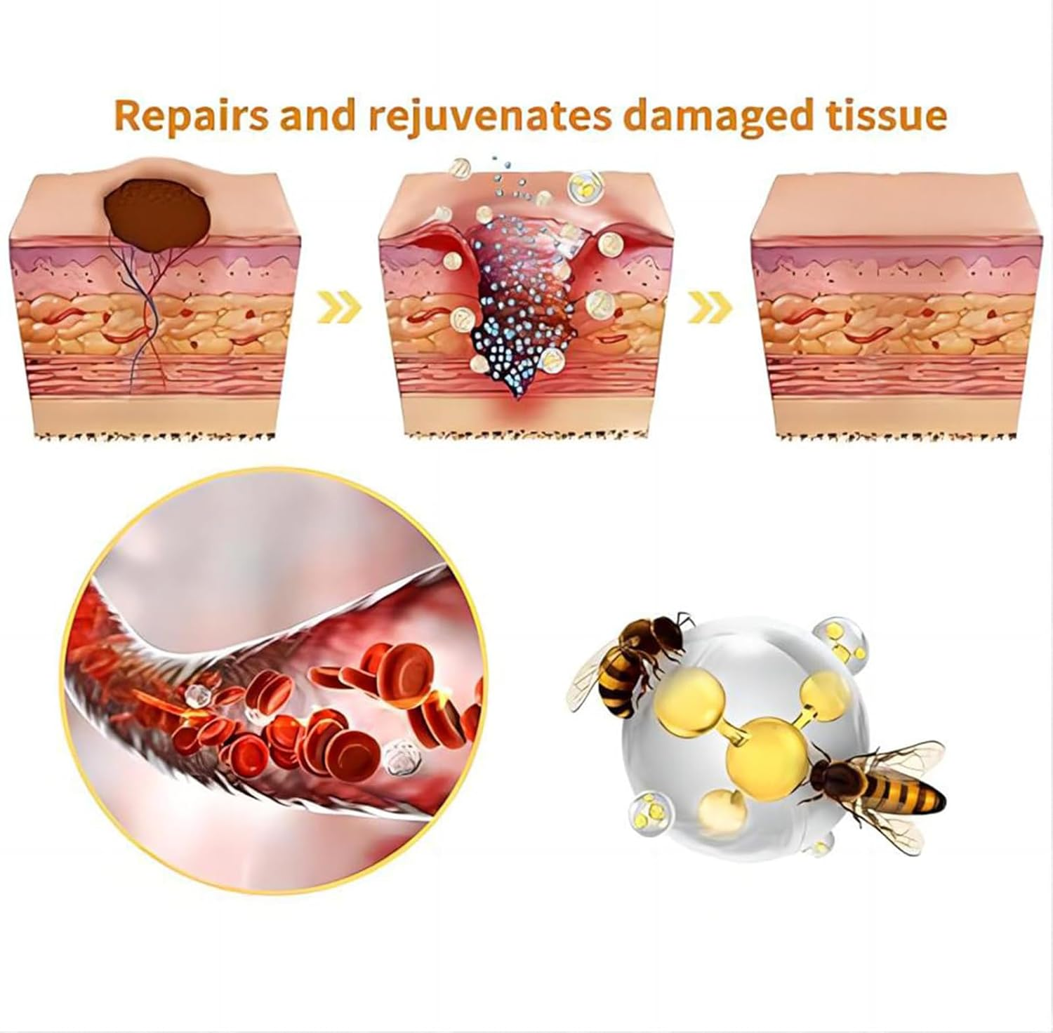 2PCS Bee Venom Repair Cream, New Bee Venom Correcting Gel,Bee Venom Wart and Tag Remover,Bee Venom Hydrating Moisturizing Cream for All Skin Types image number 4