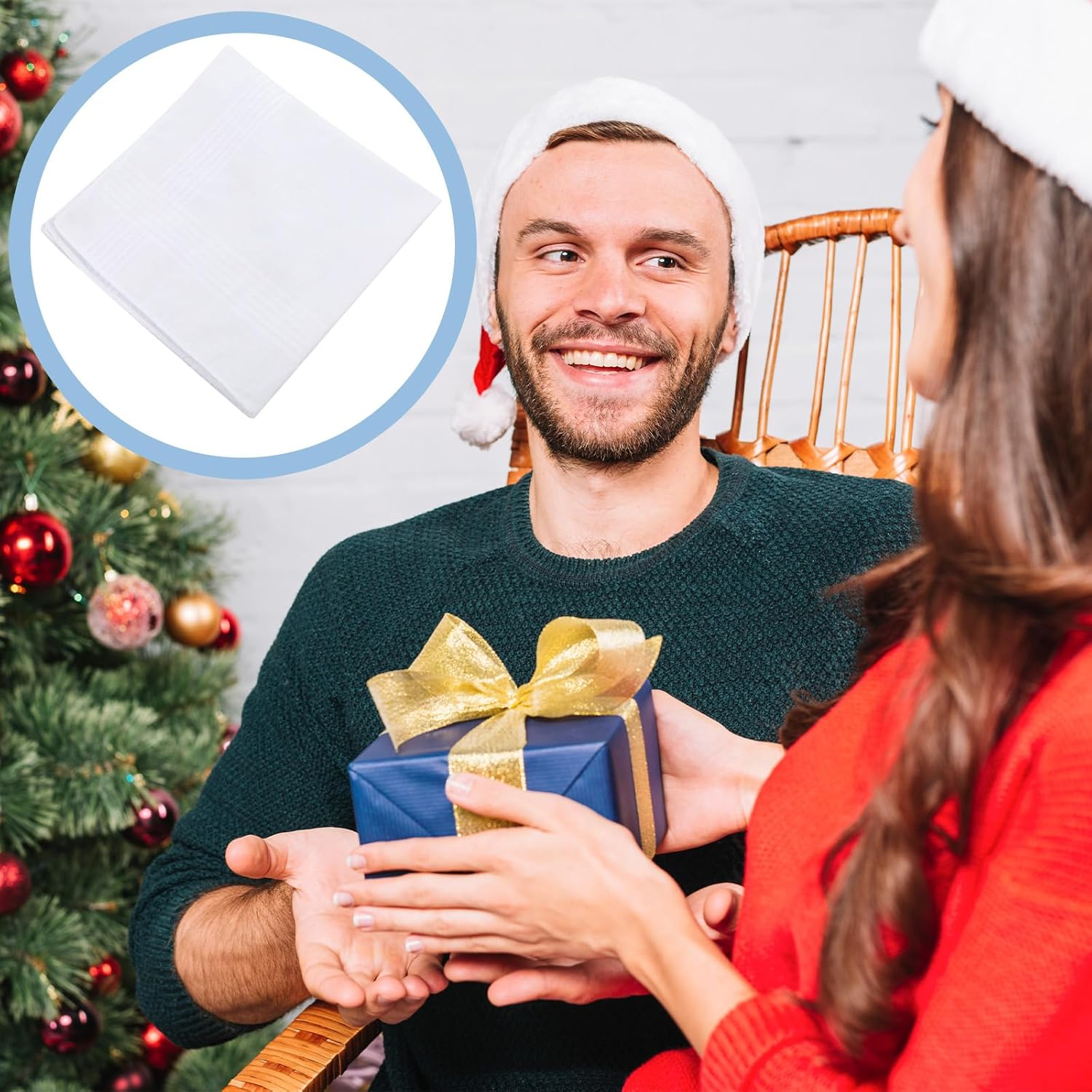 Piriuuo 3 Pcs Men'S Handkerchiefs, Soft Cotton White Hankie Handkerchiefs Sweat Absorbing Handkerchiefs Machine Wash White Pocket Square for Suit Small Sweat Cloth for Hand, Hankies, White, Large image number 1