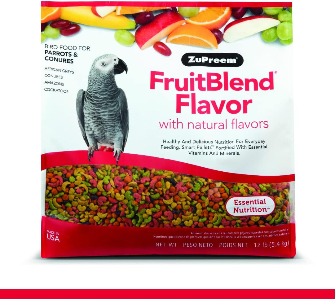 Zupreem Fruitblend Bird Pellets, Daily Bird Food for Parrot, Conure, Caique, African Grey, Eclectus, Small Cockatoo, Core Nutrition for Medium Large Birds, Parrot Food, 900G image number 1