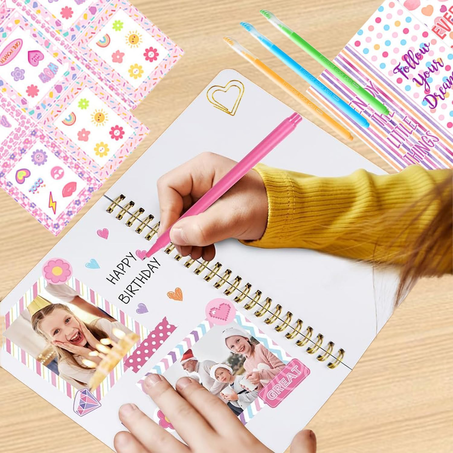 DIY Journal Kit for Tween & Teen Girls, Stationery Set, Scrapbook & Diary Supplies Set, Journaling Art Crafts Kit, Ideal Gifts for 8 9 10 11 12 13 14 Year Old Girl image number 6