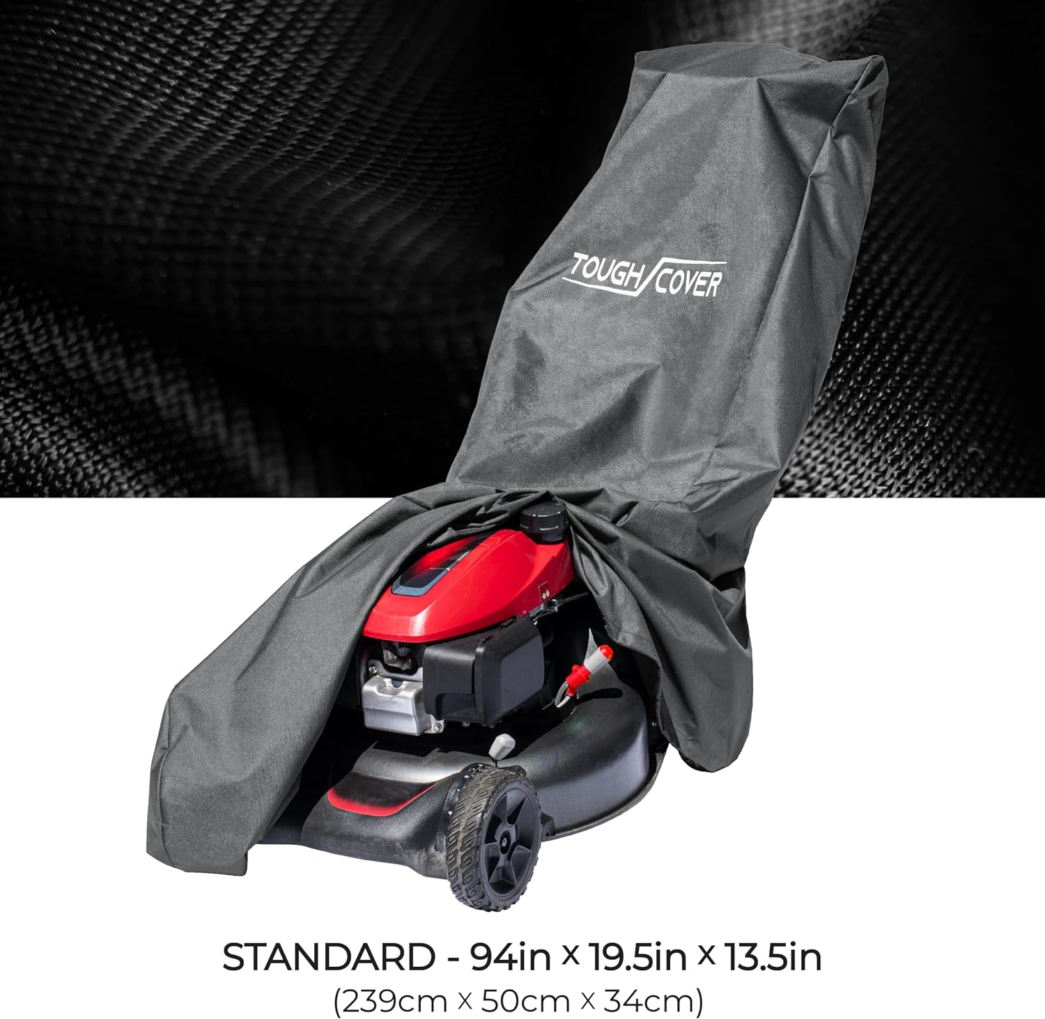 Tough Cover Universal Lawn Mower Cover - Heavy Duty 600D Marine-Grade Fabric (Black) - Waterproof Lawnmower Covers for Outdoor Protection image number 3