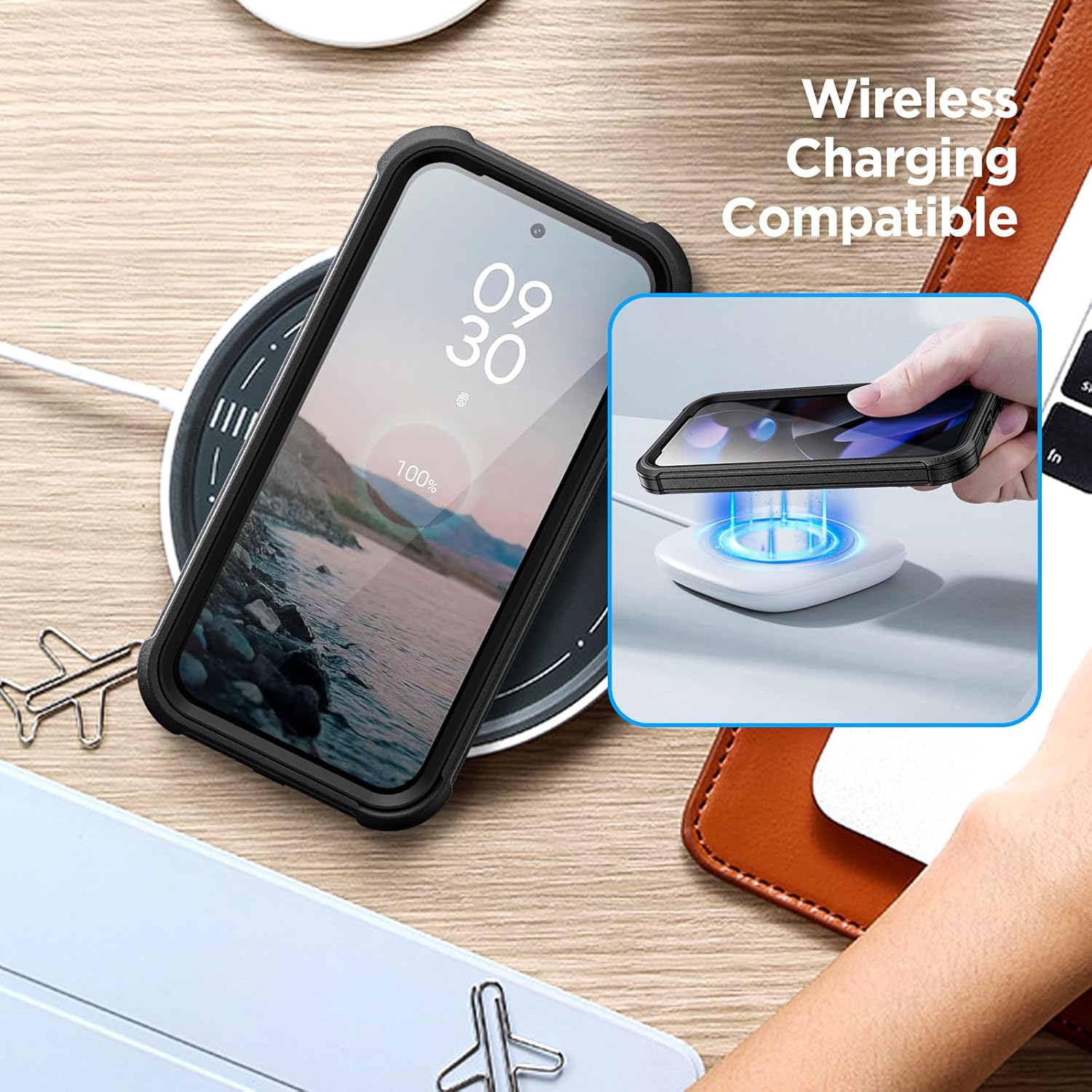 Encased Heavy Duty Case for Google Pixel 9A, (Falcon Series) Full Body Protective Phone Case with Screen Protector (Black) image number 1