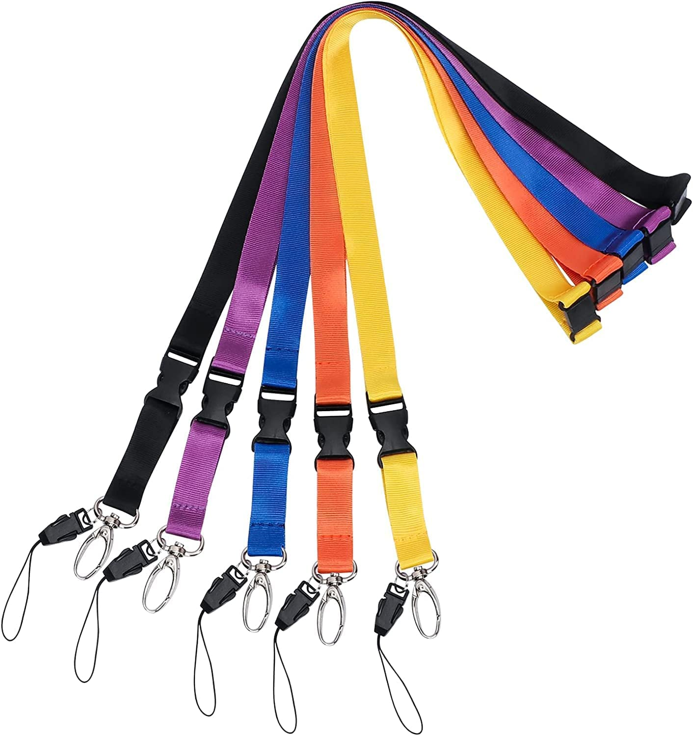 FYY Lanyards for ID Badges - 5 PCS Polyester Neck Strap Office Lanyard with Safety Breakaway Buckle & Detachable Buckle & Oval Clasp for ID Badge Holder, Phone, Camera, Keys, USB, Whistles image number 2