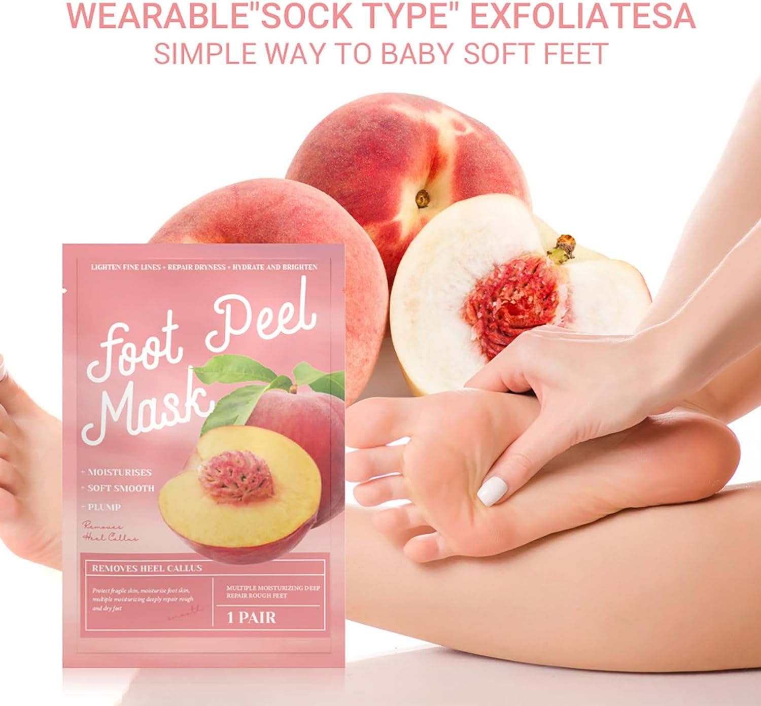 Fantasyday Foot Peel Mask,3 Pack Foot Peeling Mask for Soft Baby Feet - Hard Skin Remover Foot Mask, Removes Calluses and Hard Skin, Foot Care for Men and Women (Peach) image number 1