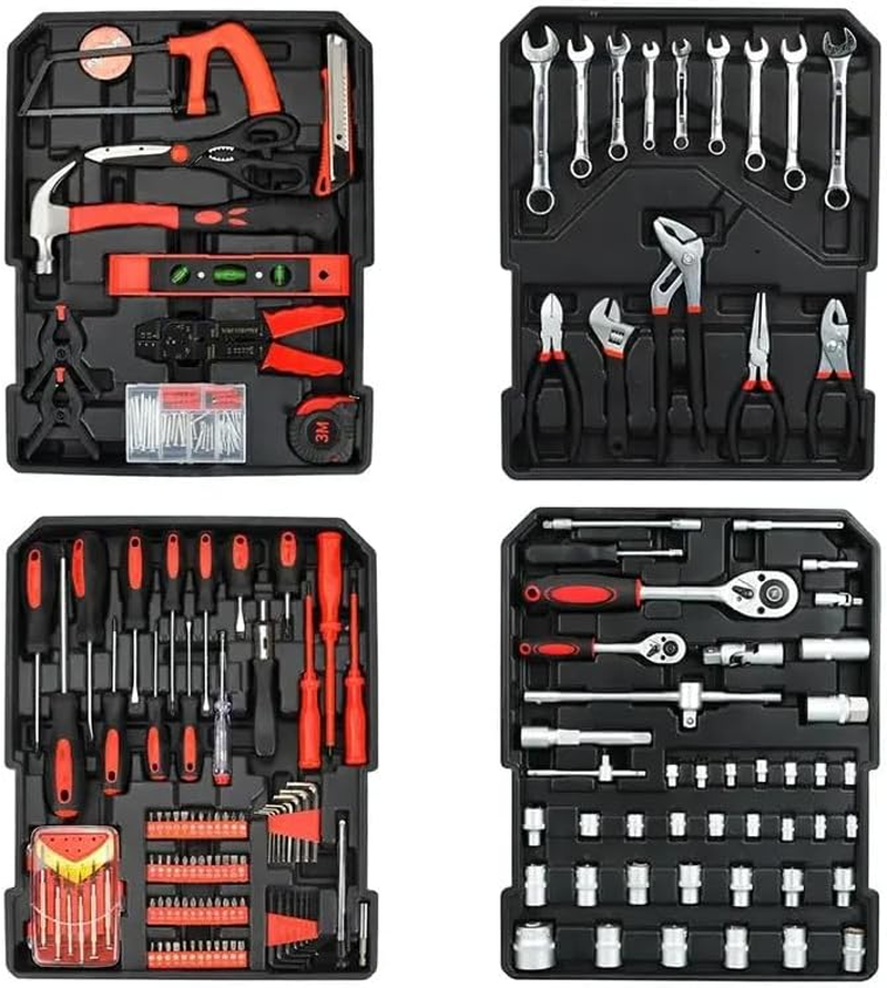 499PC Tool Kits Household Tools Kit Box Trolley Carry Toolbox Storage Set image number 4