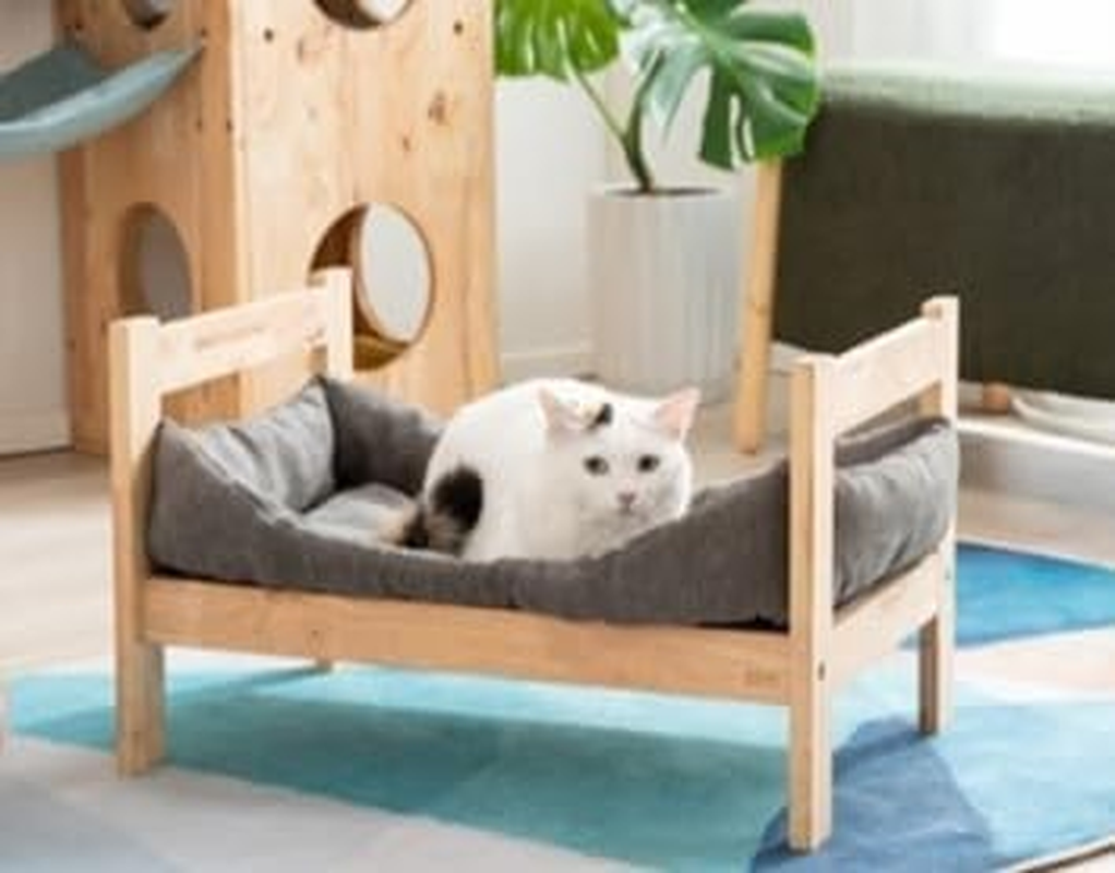 Natural Wood Cat Furniture Bed (Stackable) image number 3