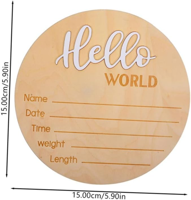 2Pcs Wooden Shower Name Sign Birth Announcement Plaque Newborn Decor Photo Prop for Party image number 1