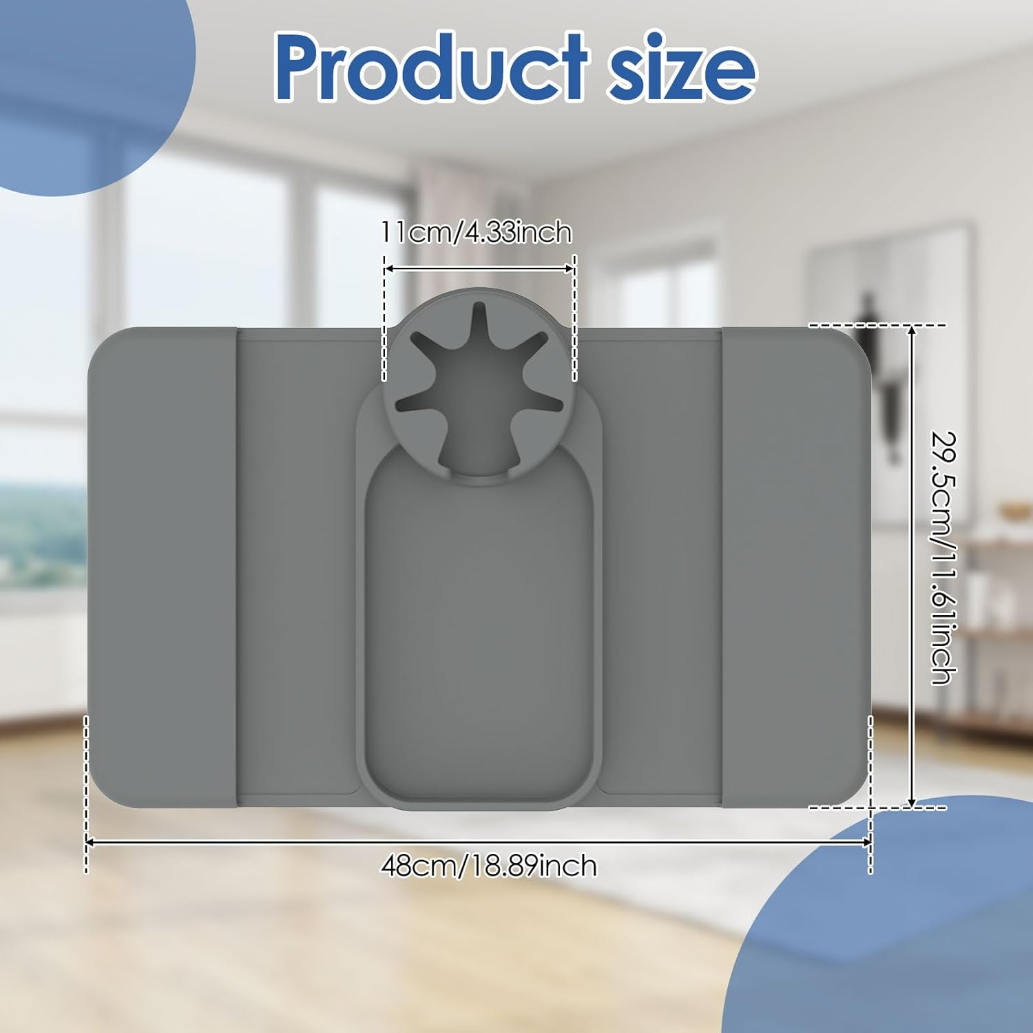 Fwqofvk Silicone Sofa Couch Cup Holder with Side Pocket, Easy to Install Silicone Armchair Cup Holder, Versatile Sturdy Sofa Armrest Tray, Couch Drink Holder for Living Room 48X29.5X11Cm (Grey) - White image number 5