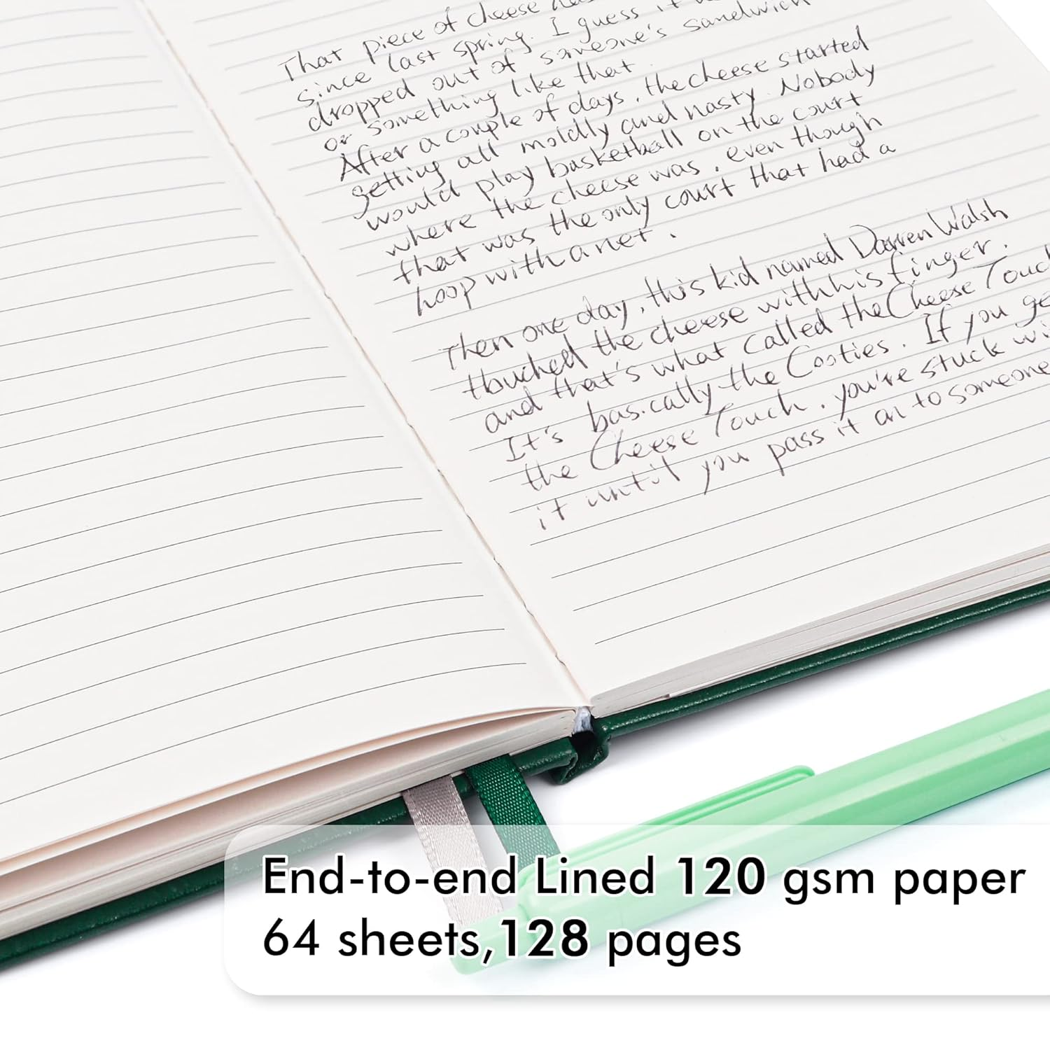 Feela 3 Pack Notebook Journals Bulk with 3 Black Pens, A5 Hardcover Notebooks Classic Ruled Lined Journal Set with Pen Holder for Work Business Journaling Note Taking, 120 GSM, 5.1&rdquo;X8.3&rdquo;, Dark Green image number 3