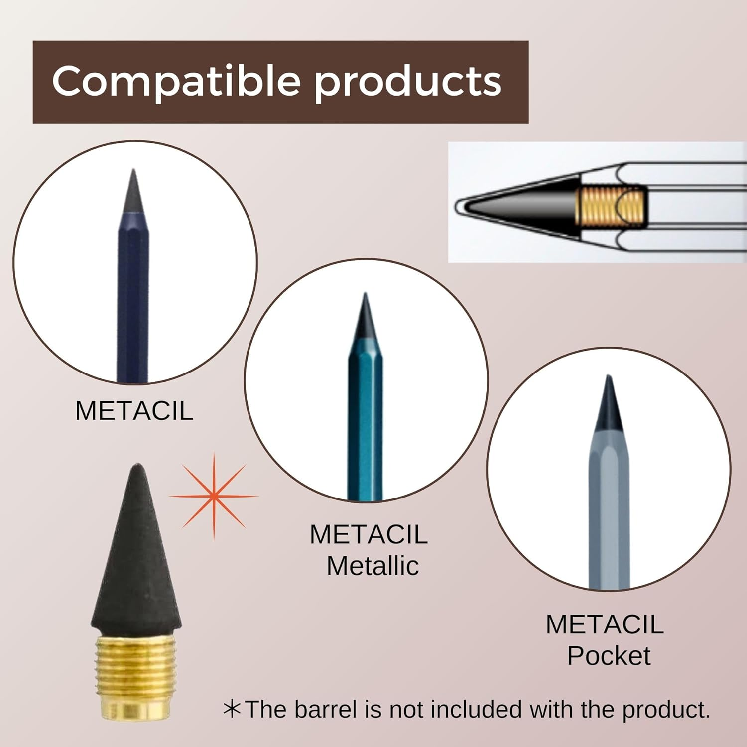 SUN-STAR Stationery S4453042 Metasil Refill, Fountain Style, Black Ink, Medium Point, Pencil Refill, 1 Piece image number 2