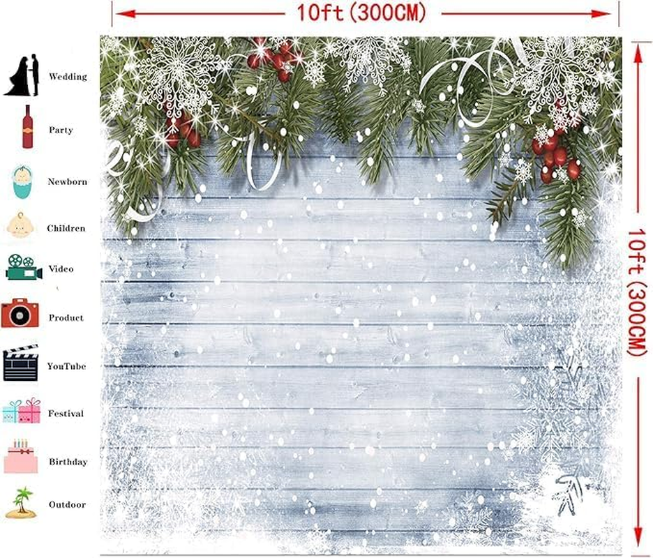 Dudaacvt 10X10Ft Christmas Photography Backdrops Wooden Wall White Snow Backdrop Christmas Decoration Backdrops D219 image number 3