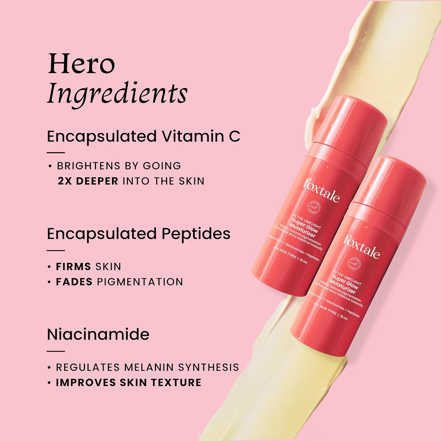 Foxtale Vitamin C Super Glow Moisturizer with Niacinamide, Squalene for Instant Brightening, Hydration & Glowing Skin | Reduces Dark Spots, Uneven Skin Tone, Pigmentation Women, Men - 15Ml image number 1