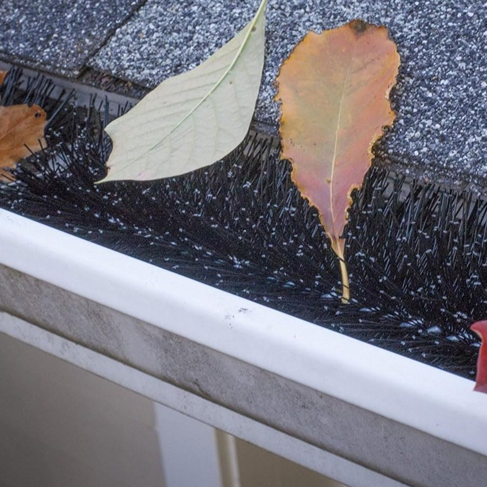 5 Pack Gutter Brush Guard System - 600X100Mm - Secure Brush in Gutter, Leaf Guard Stops, Gutter Guard Drain Brush Pipe Downpipe Leaves Brush Cleaner Leaf Cleaning Guards Black