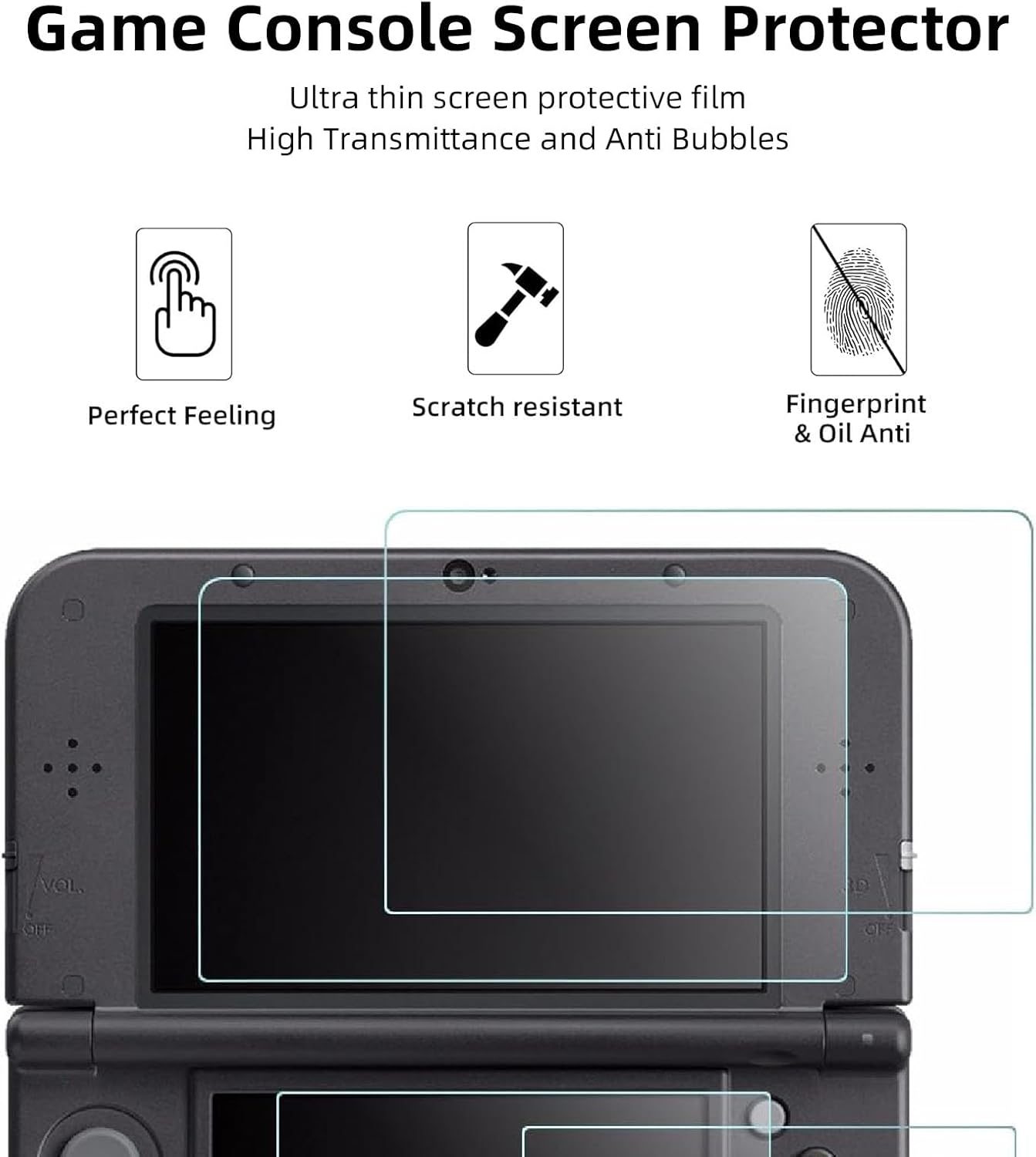 3 Set Screen Protector for New 3DS XL/LL, 9H Hardness PET Film anti Scrach, Ultra Clear anti Blue Light image number 4