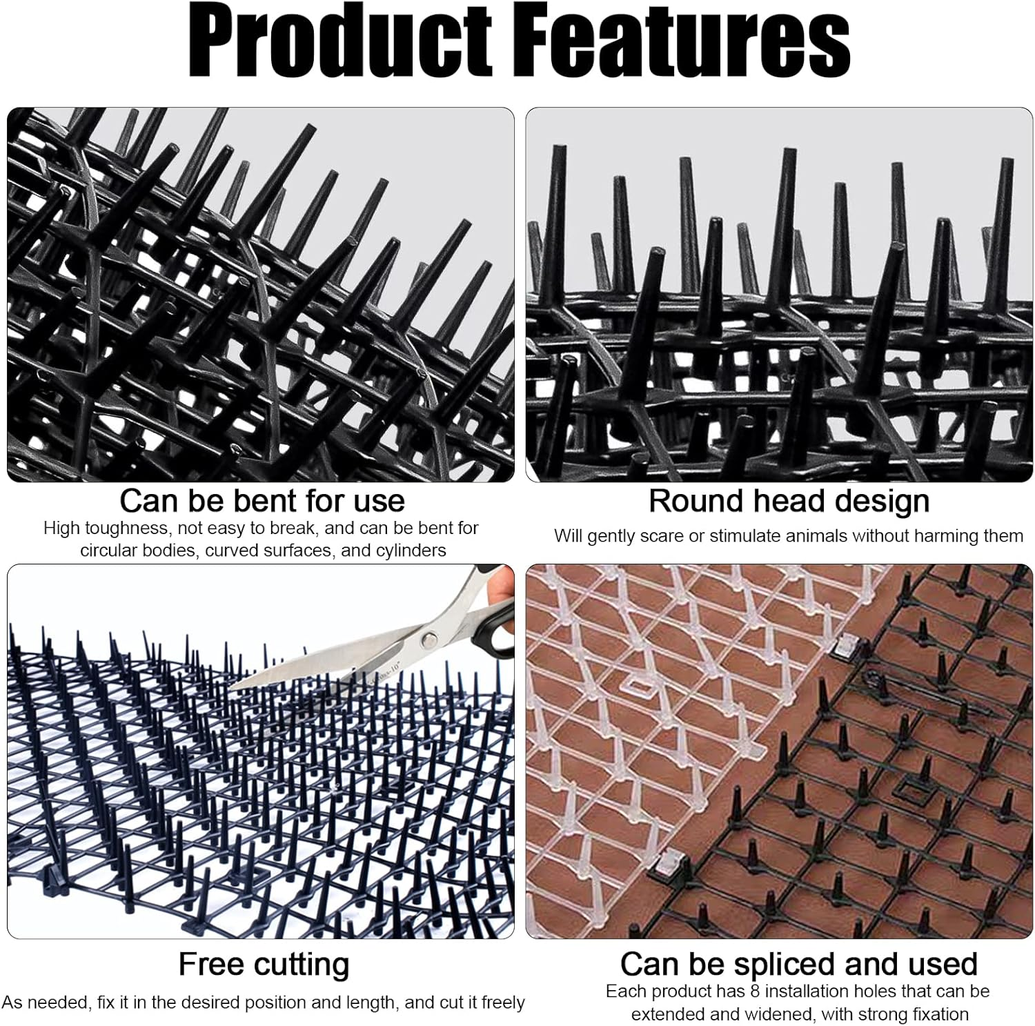 Transparent Cat Repellent Mat, 200 X 30 Cm Cat Mat with Spikes, for Peaceful Repellent of Cats and Other Animals (Black) image number 6