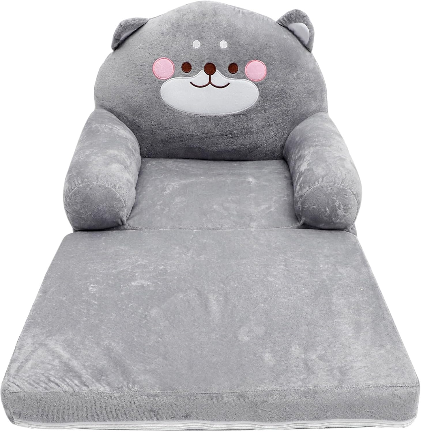 Holibanna Kids Couch Fold Out Soft Toddler Chairs Cartoon Elephant Shape Baby Armrest Chair Bed Lounge Sofa Princess Chair for Playroom Bedroom image number 2