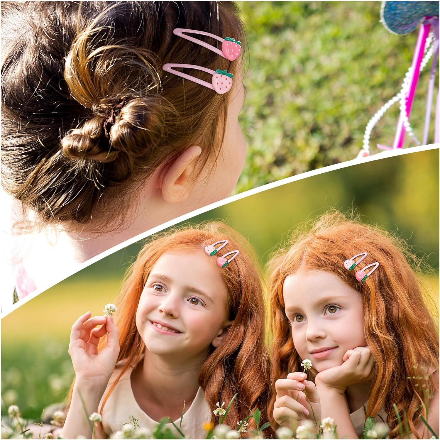Joez Wonderful 12 Pcs Strawberry Hair Clips, Cute Y2K Metal Snap Hairpins, Pink Hair Barrettes, Sweet Decorative Fruit Bang Clips for Women image number 3