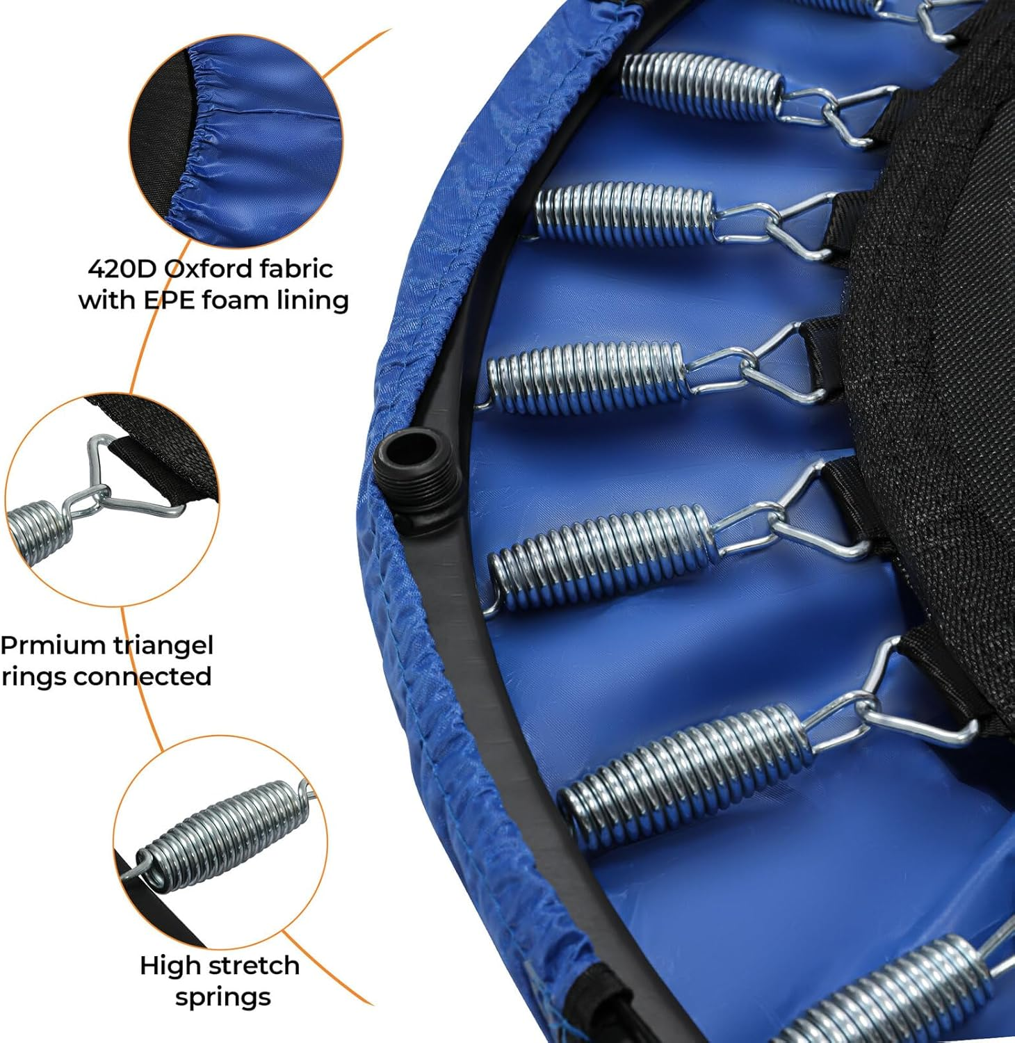 Centra 40" Foldable Mini Trampoline Rebounder,Fitness Trampolines with U Shape Adjustable Foam Handle, Stable Quiet Rebounder, Exercise Trampoline for Adults and Kids Indoor Garden