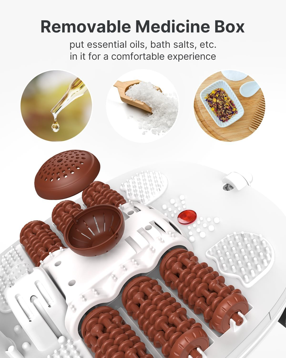 Foot Spa Bath Massager,Renpho Motorized Foot Spa with Heat and Massage and Jets,Powerful Bubble Jets with Infrared,Shiatsu Foot Spa Massager Corn Rollers,Relieve Feet Muscle Pain image number 5