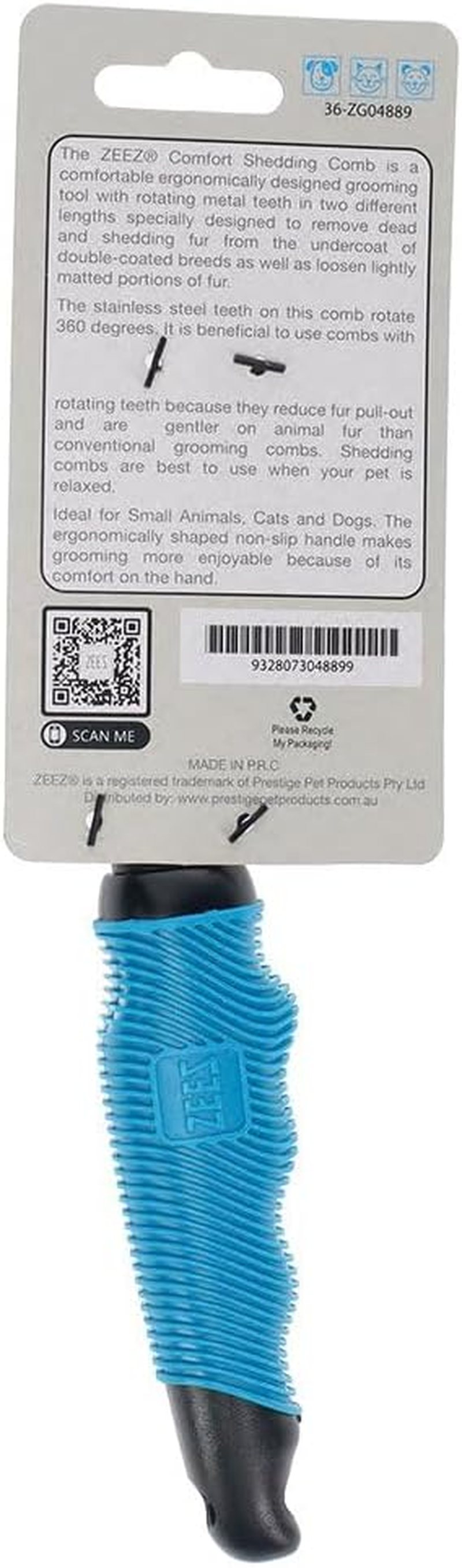 ZEEZ Comfort Rotating Teeth Shedding Comb (29 Teeth) - 22.5X2.8Cm image number 3