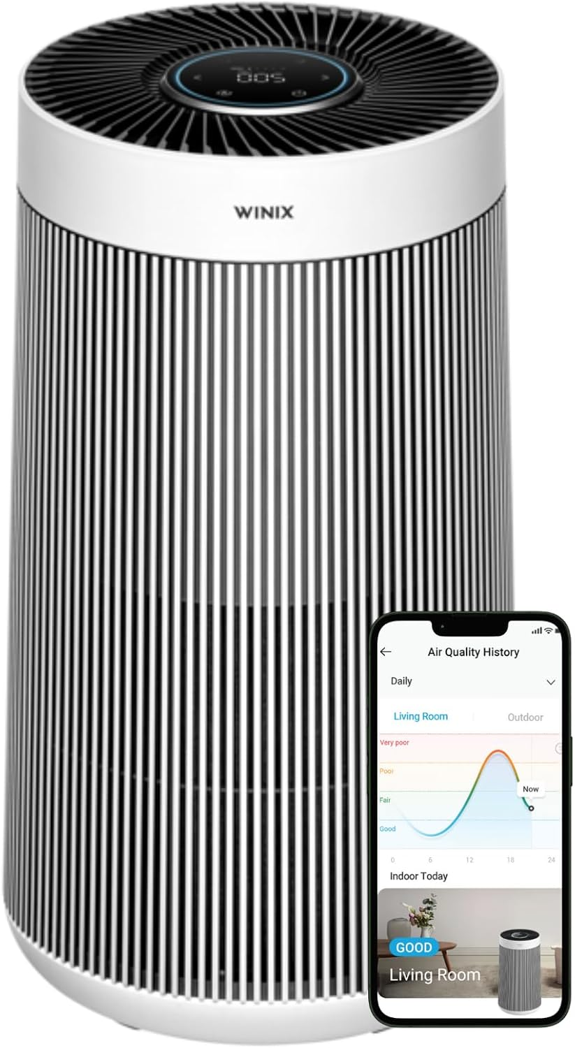 Winix Zero+ 360 5-Stage Air Purifier with Pet Filter, Suitable for Areas up to 100M2, Wi-Fi and Smart Home Connectivity, White
