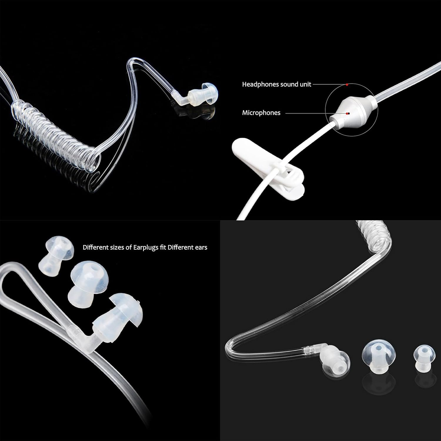 Air Tube Headphones, Radiation Headphones, 3.5Mm in Ear Single Earphones with Microphone, anti Radiation Earpiece Throat Noise Cancelling Earbuds for Most Smart Phones image number 2