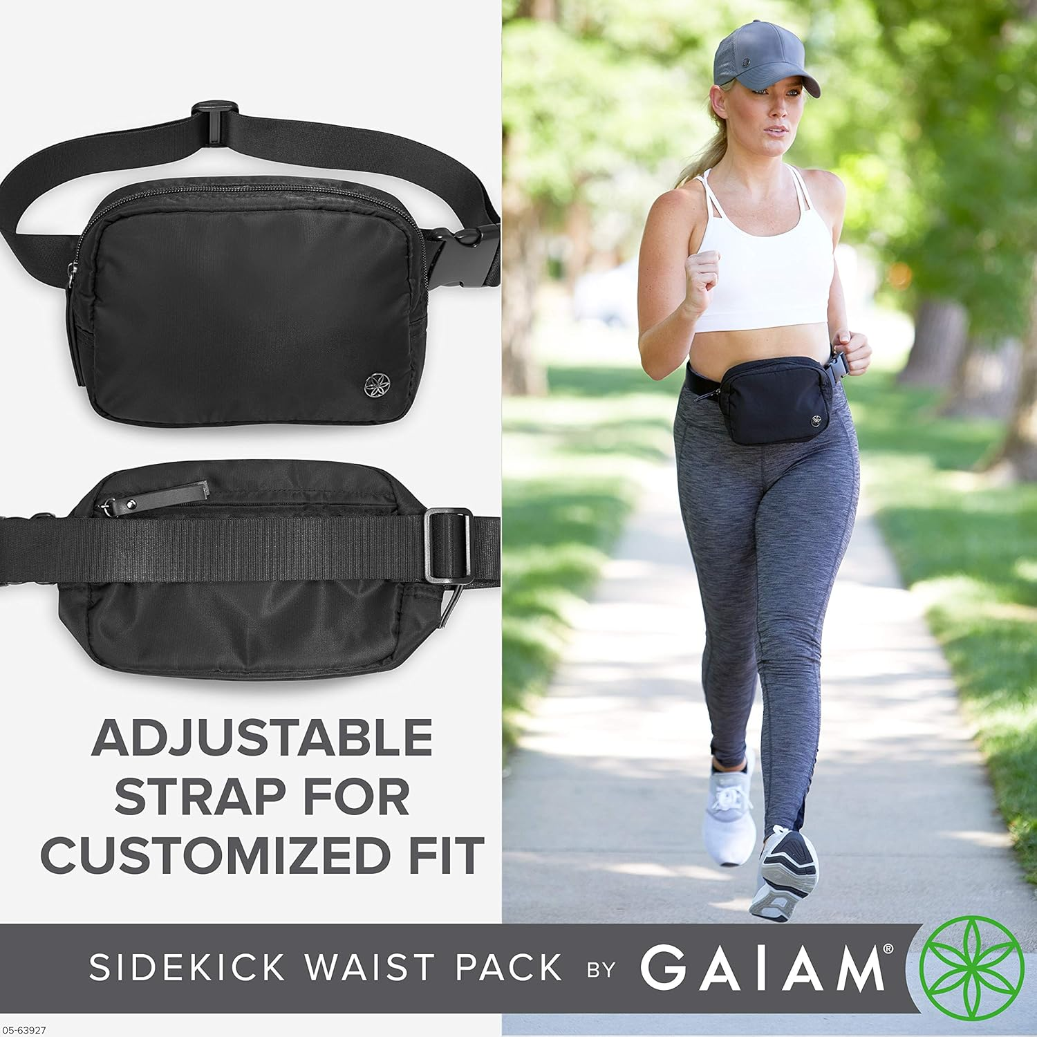 Gaiam Sidekick Waist Pack - Storage Belt Bag for Women and Men - Adjustable Belt with Lightweight Pouch for the Gym & Studio image number 4