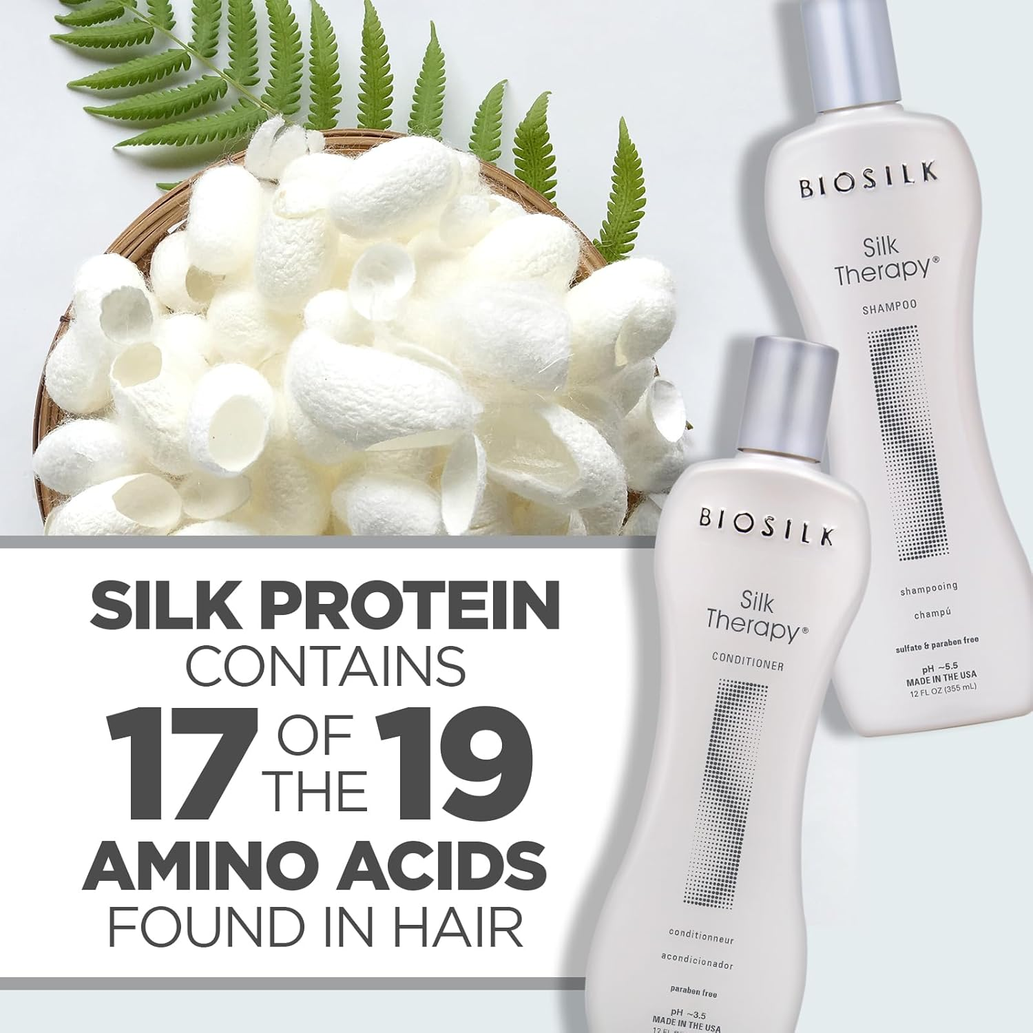 Biosilk Silk Therapy Duo Set Shampoo & Conditioner, Gentle Cleansing Haircare for Amazing Shine, Sulfate, Paraben, & Cruelty-Free, 12 Oz (Pack of 2) image number 5