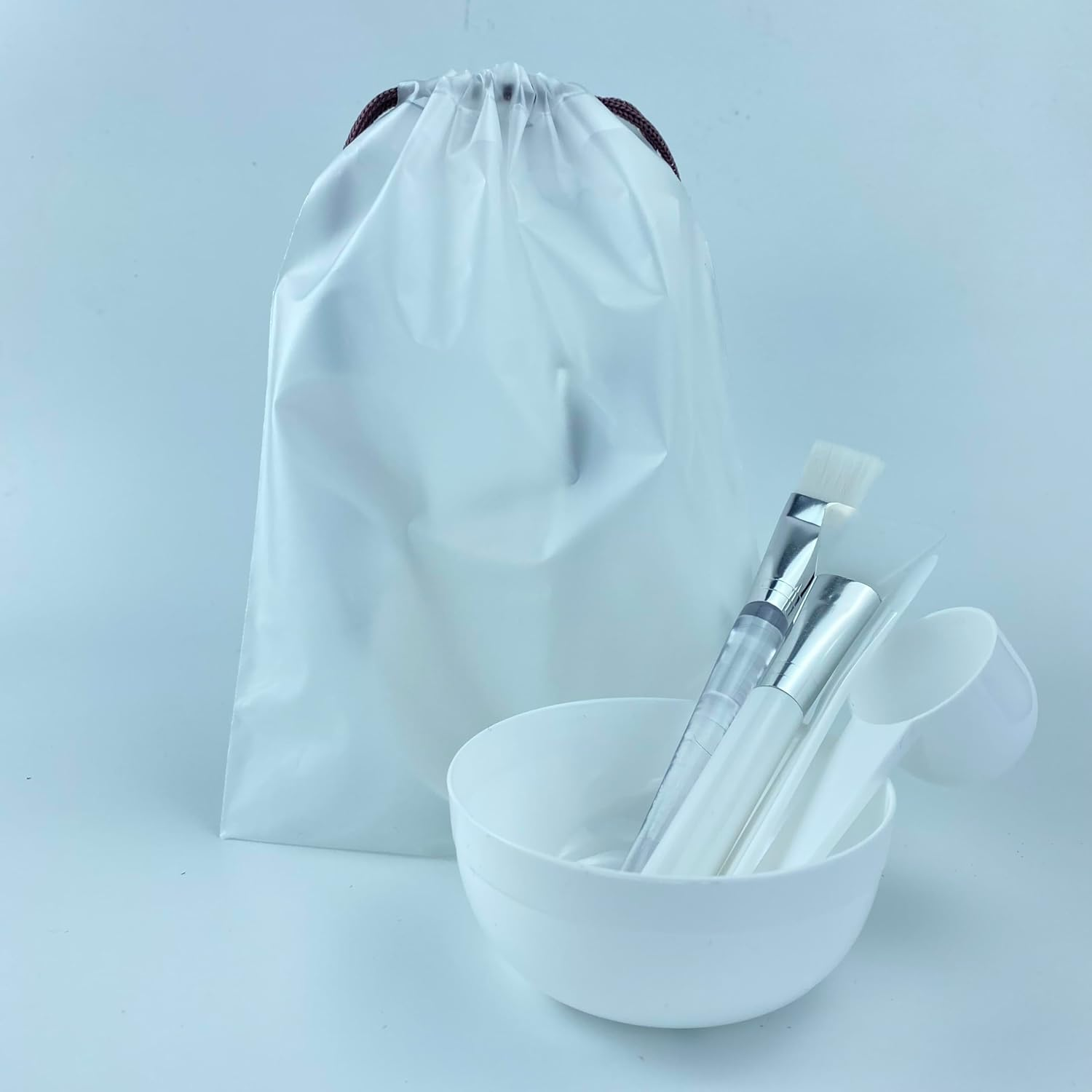 Manqianxun Face Mask Mixing Bowl Set, 5 in 1 DIY Facemask Mixing Tool Kit with Facial Mask Bowl Stick Spatula Silicone Face Mask Brush & Premium Soft Face Brushes image number 1