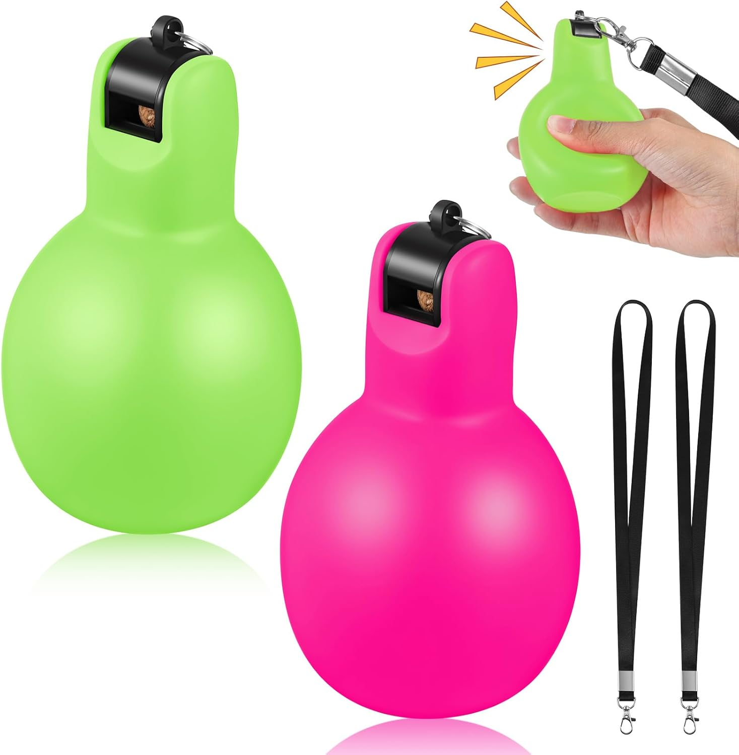 Hand Squeeze Whistles with Lanyards Multicolored Coach Whistle for Coaches Referees Handheld Sports for Indoor Outdoor Home Sports, Soft PVC
