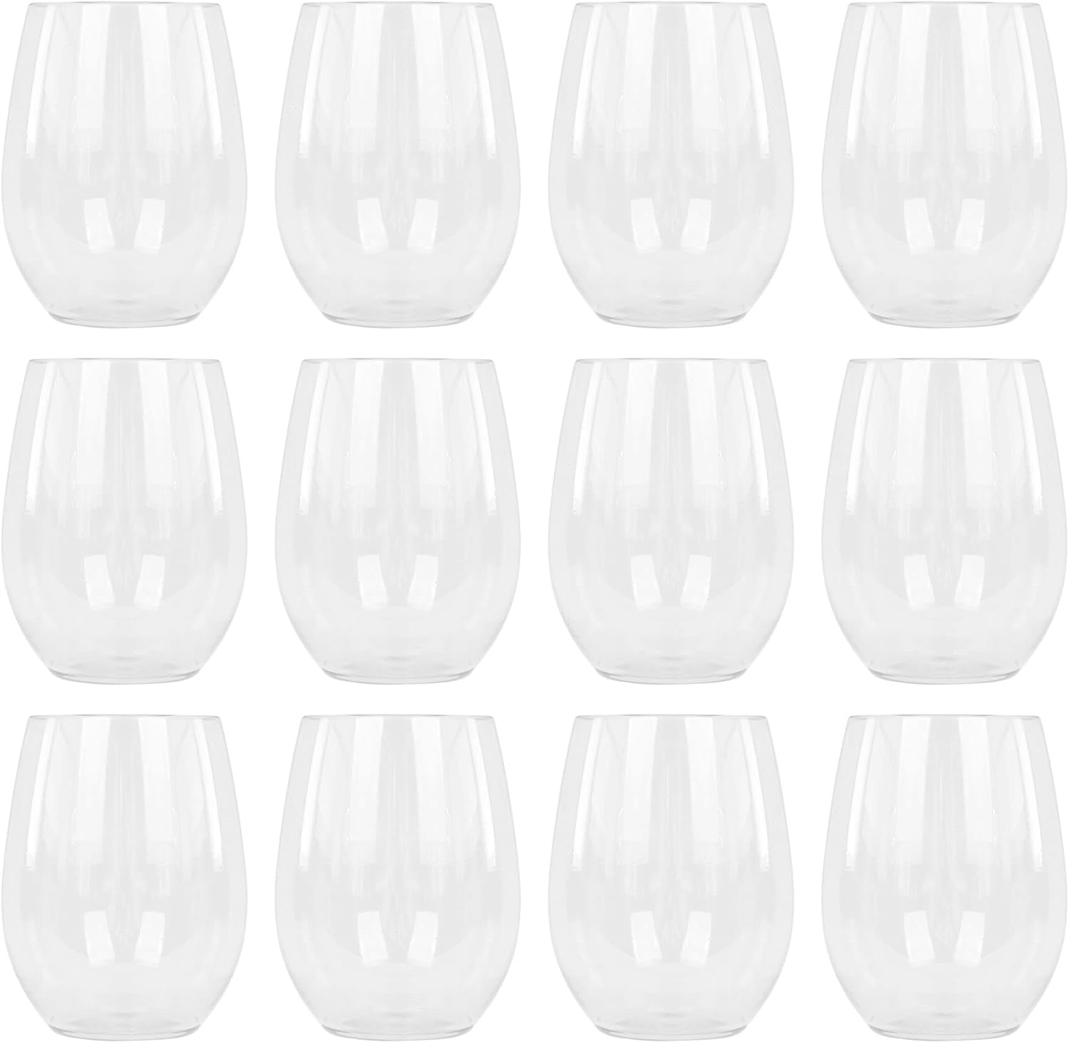 Argon Tableware Reusable Plastic Glasses - 300Ml - Pack of 12 - Stemless Wine Glasses - Clear Cocktail Champagne Tumbler Drinking Cups for Garden, Parties, Weddings, BBQ and Picnic image number 3