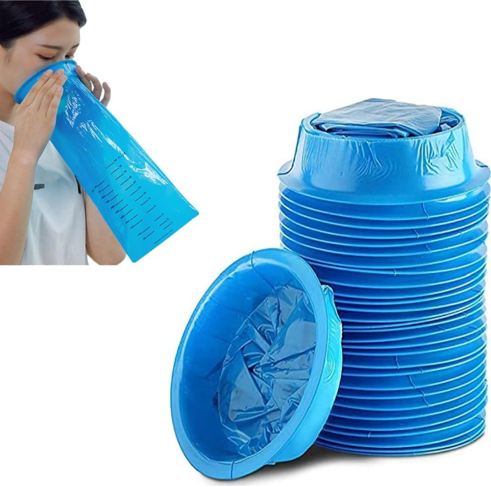 30 Pack Vomit Bags Disposable, 1000ML Emesis Bags Portable Throw up Puke Barf Bag,Non-Transparent Nausea for Travel Motion Sickness, Car & Aircraft, Taxi image number 3