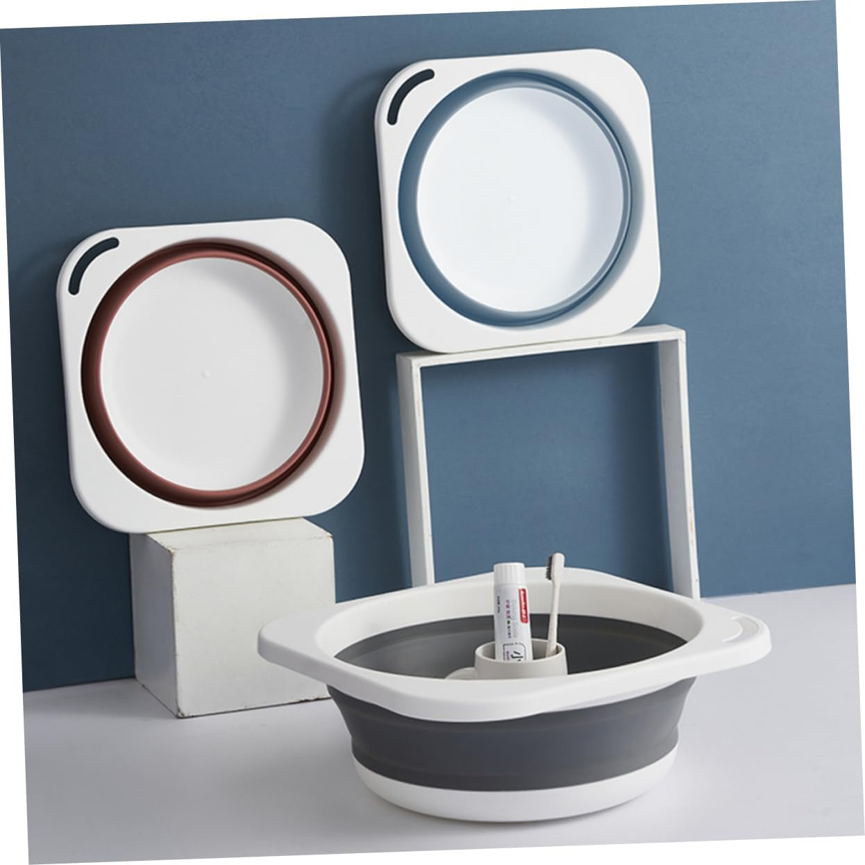 UTHCLO Folding Wash Basin Portable Face Wash Laundry Camping Kitchen Basin Storage image number 4