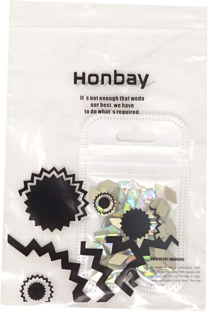 Honbay 100PCS 6X10Mm Crystal AB Flat Back Rhinestones Super Shiny Rhombus Gems for Nail Art, DIY Crafts, Phone, Clothes, Shoes and More