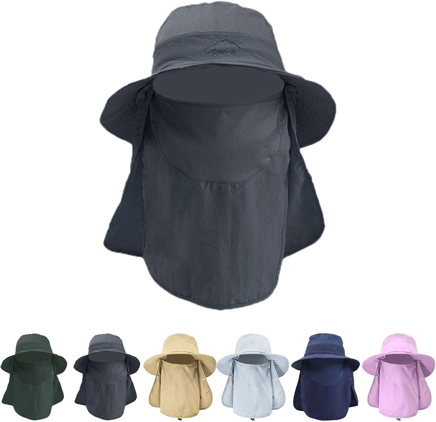 Sun Hat Men Women Summer Outdoor Unisex UV Protection Hat Adjustable Removable Foldable Fishing Hat Breathable Quick Drying Hiking Hat