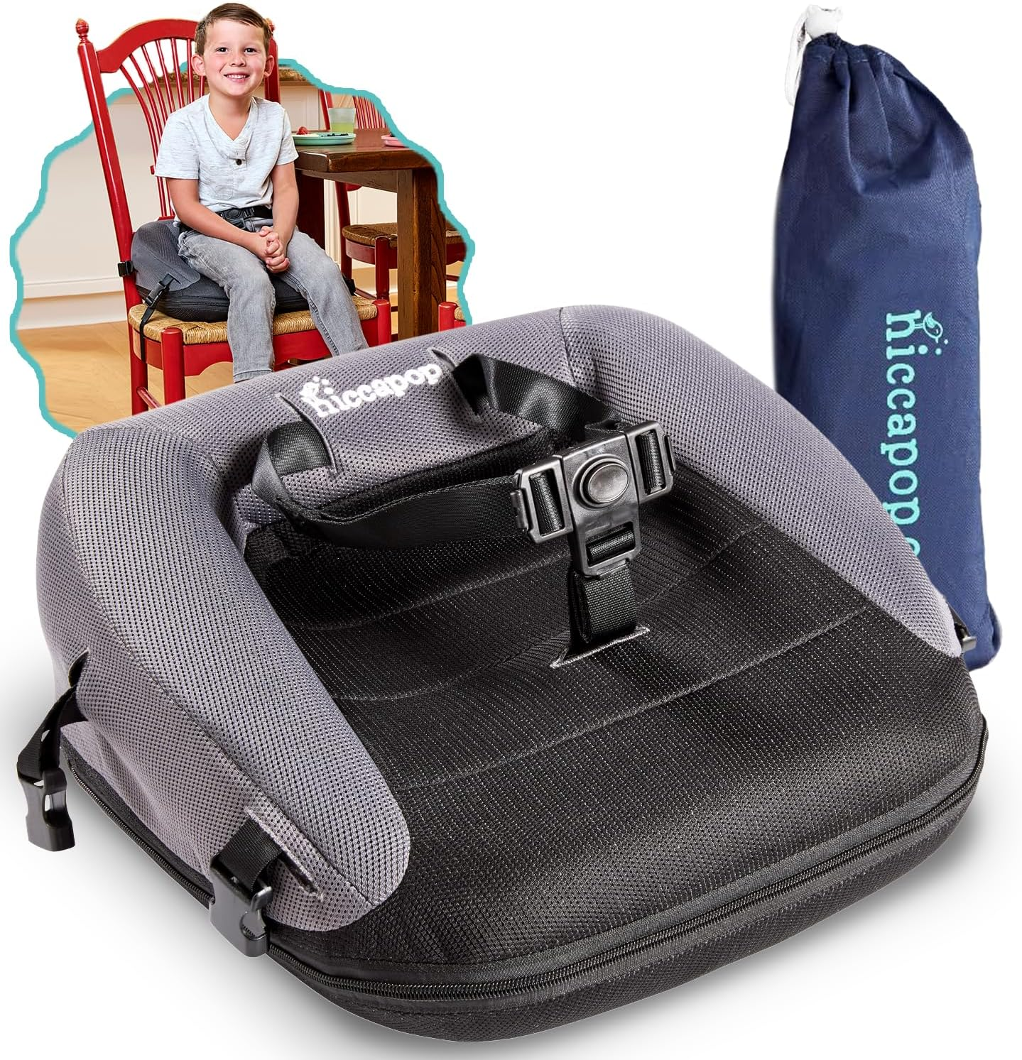 Hiccapop Neoboost Inflatable Toddler Booster Seat for Dining Table &ndash; Portable, Quick-Inflate Design &ndash; Anti-Slip Base, Secure Straps, Easy-Clean &ndash; Perfect for Home & Travel image number 3