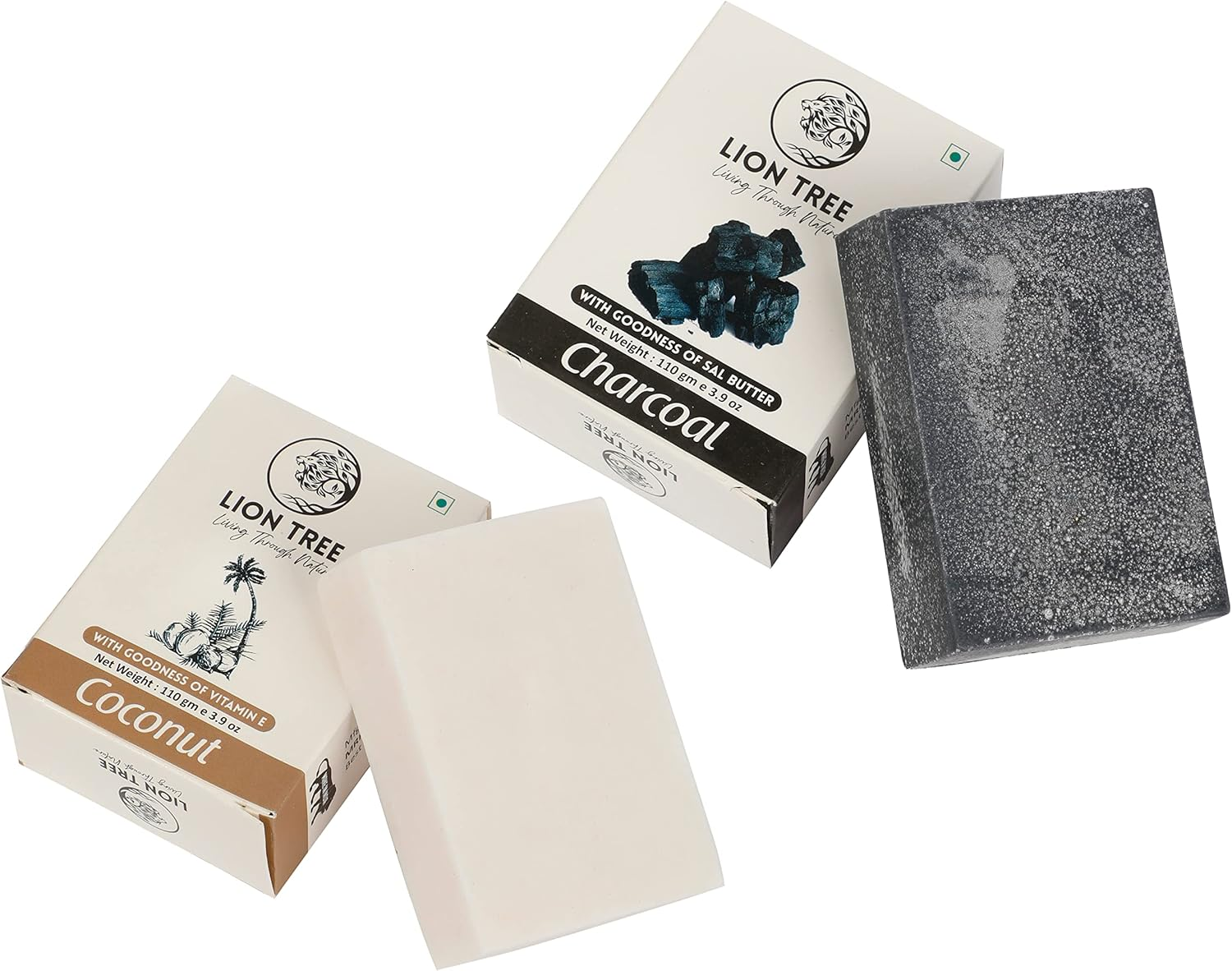 Handmade Charcoal & Coconut Soap with Goodness of Sal Butter & Vitamin E, for Men 220Gm, Pack of 2 image number 3