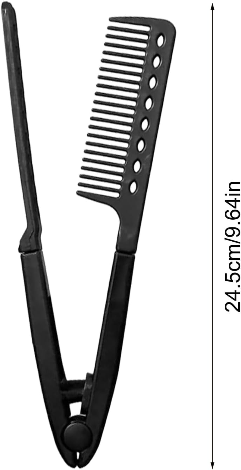 Wezalget Women Hair Straightening Comb | V Type Hair Straightening Comb for Flat Iron - Non-Slip Wet Dry Hairdressing Equipment for Ladies Girls Home Salon Hotel Dorm Business Trips - Pink image number 3