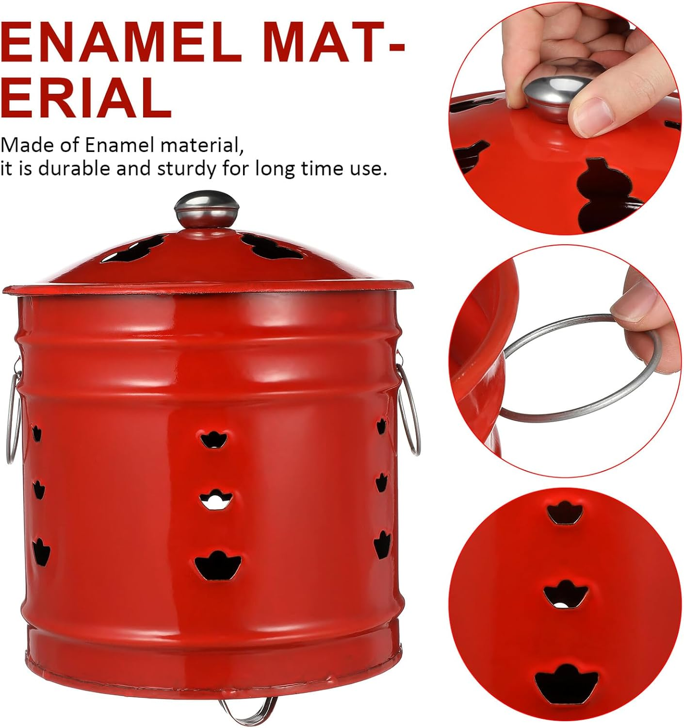 Kisangel Enamel Burn Barrel Paper Incinerator Bucket 6# Random Top Bead Design Portable Outdoor Worship Furnace for Home and Ceremonies image number 2