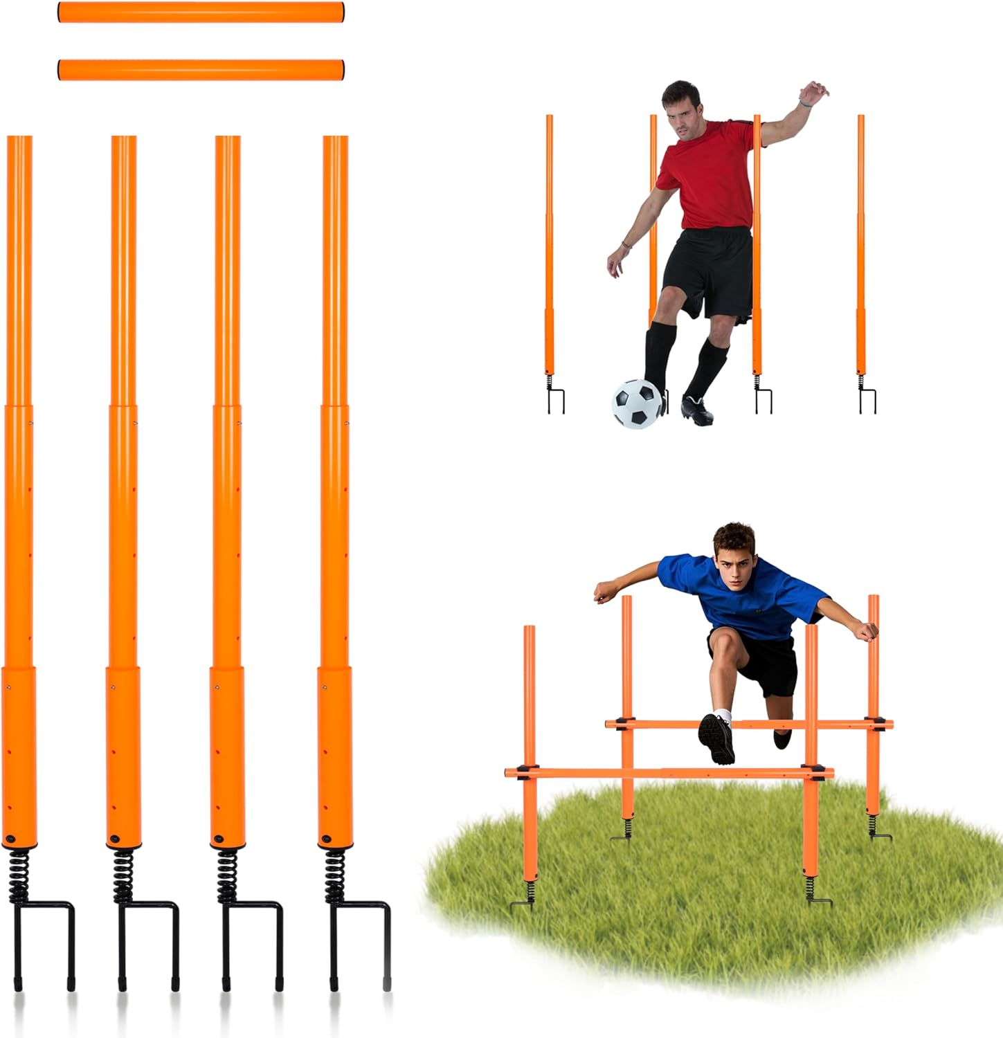 BOOSTEADY Removable Soccer Agility Training Poles Adjustable for Football Training Outdoor Sports Speed Training Equipment 4Pcs Short Pole 47 Inch Youth image number 3