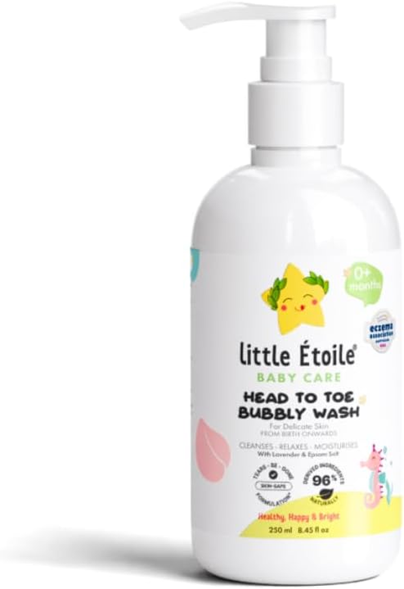 Little &Eacute;toile Head to Toe Bubbly Wash for Delicate Skin (0+ Months)​, Soothes & Nourishes with 6 Coconut-Based Cleansing Ingredients, Enriched with Lavender Extract & Epsom Salt Which Provides a Calming and Relaxing Aroma to Encourage Restfulness, 250Ml