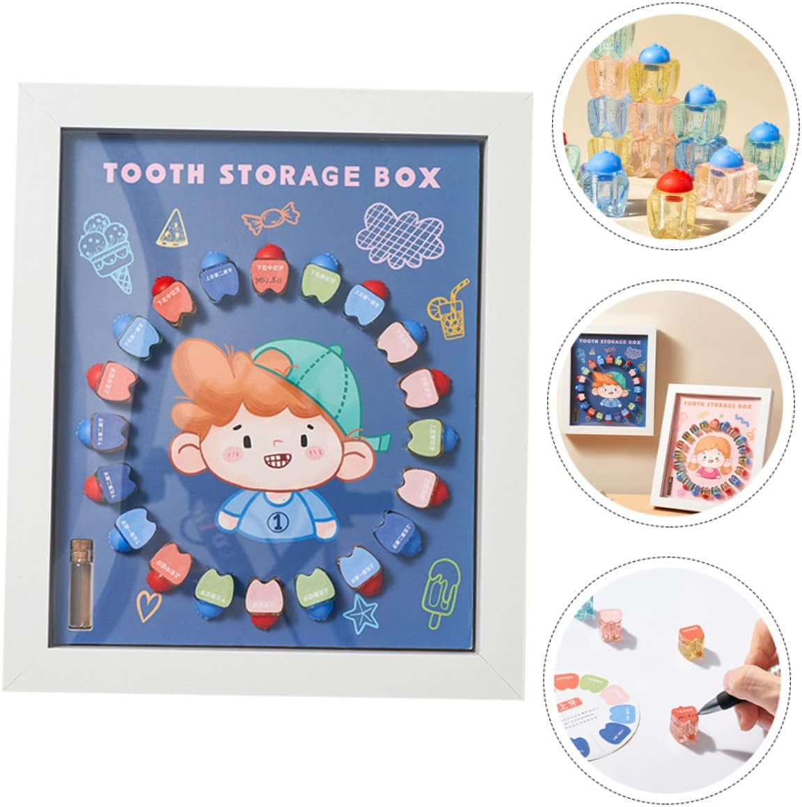Baby Tooth Saver Collection Box Keepsake Holder Photo Frame Kids Deciduous Teeth Storage Case White Frame Suitable for Boys and Girls image number 2