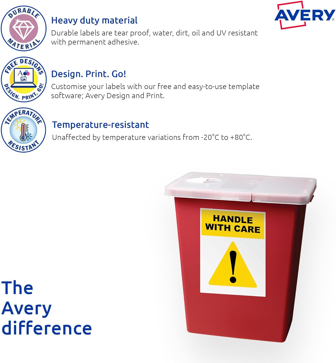 Avery Australia Heavy Duty Waterproof Labels &ndash; Fridge, Freezer & School Safe Stickers - 50 Self-Adhesive Stickers for Laser Printers, White, 199.6 X 143.5 Mm, 25 Sheets &ndash; 959068/ L7068 image number 1