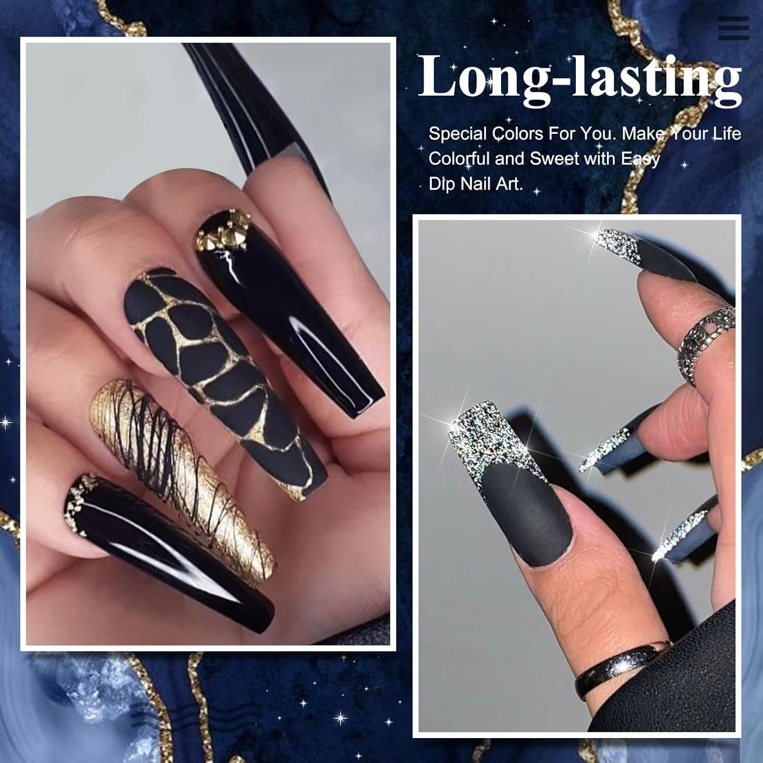 28G/Box Acrylic Powder Professional White Clear Black Nude Acrylic Nail French Manicure Powder for Nail Extension Acrylic Nail System,Hj-Nap016 (Black) - Black image number 2