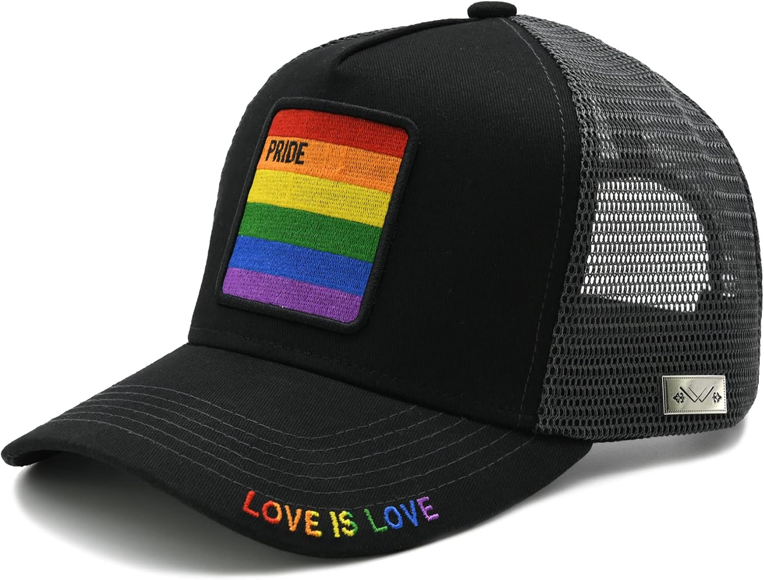 MINYJHZ Pride Flag Trucker Hat for Men Women, Rainbow Embroidery LGBT Pride Design Baseball Cap Adjustable Mesh Breathable Outdoor Hat image number 4