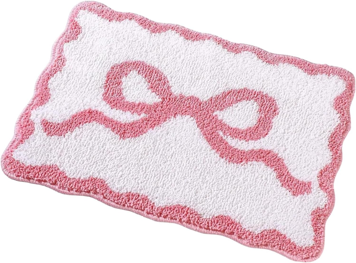 Yuksok Bath Rug,Shower Mat,Toilet Rug Water Absorbent Soft Washable anti Slip Bath Tub Floor Carpet,Bathroom Floor Mat Bow Pattern, Pink, L image number 6