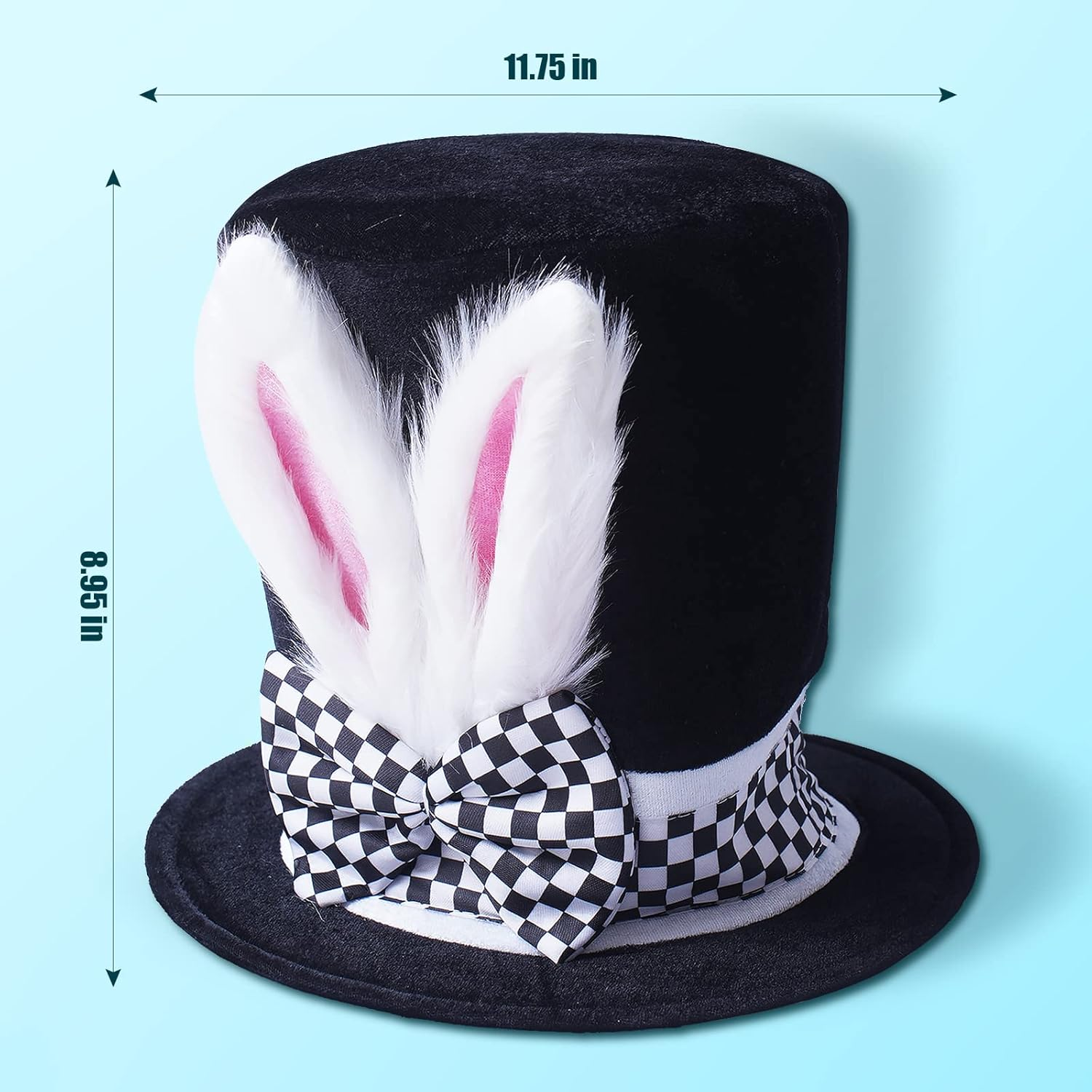 Easter White Rabbit Costume - Bunny Rabbits Dress up Costume Accessory-Include Rabbits Ears Hat Clock Brooch Bowtie image number 4