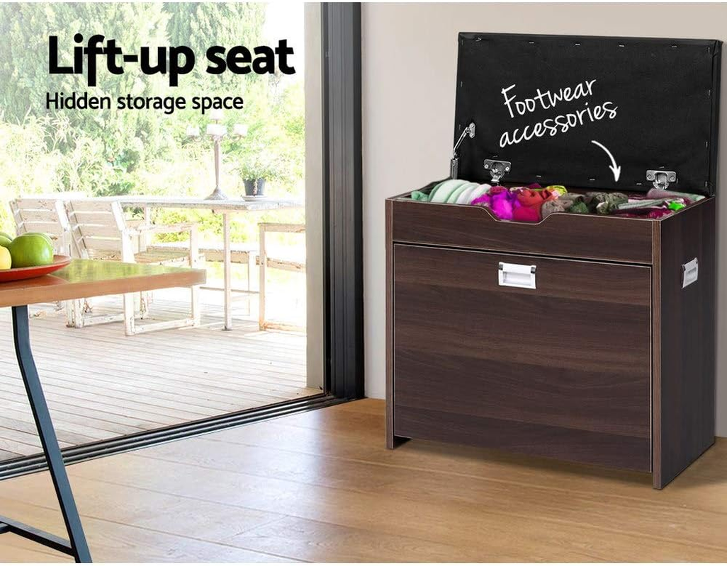 Artiss Shoe Storage Cabinet Bench Box Drawers Adjustable Shelf Stand Shoes Organiser Benches Seat Stool Organizer Home Decor Indoor Outdoor Bedroom Hallway Furniture, Durable and Strong Walnut - Walnut image number 5