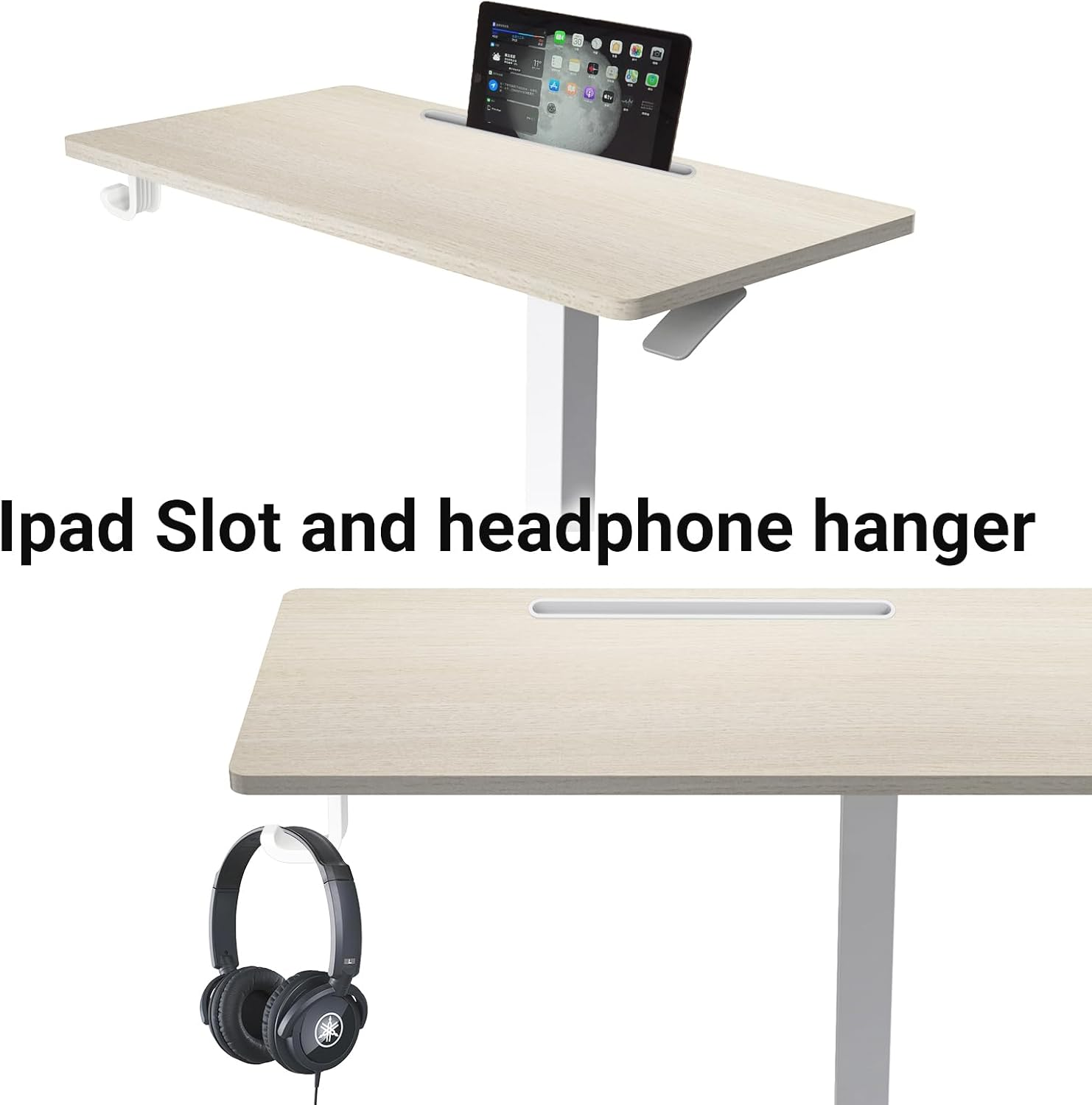 Altus Height Adjustable Portable Desk with Wheels Pneumatic over Bedside Table Timber