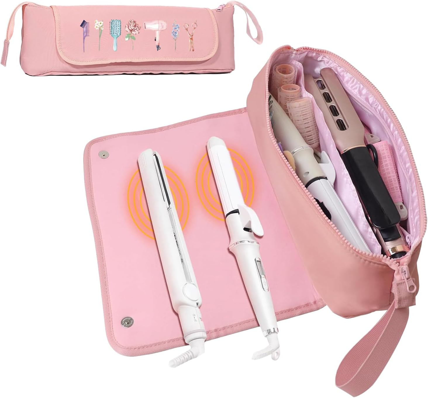 YNPQTDS Hairdressing Device Travel Bag, Portable Waterproof Heat Resistant Divider Bag for Hair Straighteners and Hair Accessories for Straighteners Scissors Hair Dryer image number 6